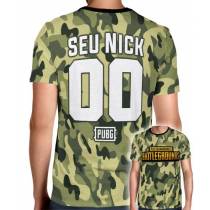 Camisa Full PRINT Camuflada Normal PUBG Logo - Personalizada Modelo Nick Name e Número 