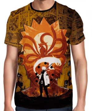 Camisa FULL Print Naruto Shippuden - Naruto Kurama Mode