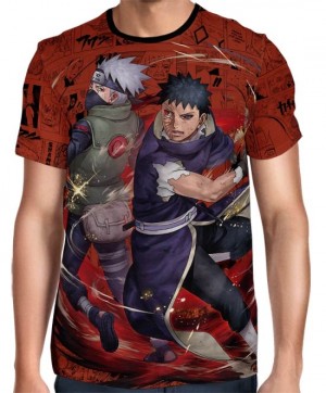 Camisa Full Print Color Mangá - Draw Kakashi e Obito - Naruto  