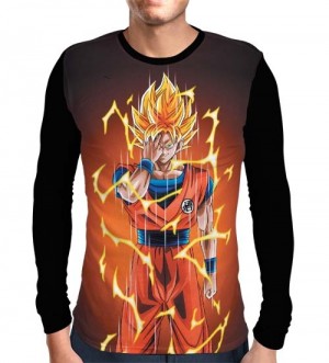 Camisa Manga Longa Teletransporte Goku - Dragon Ball Super