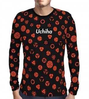 Camisa Manga Longa Print Black Uchiha Sharingans - Naruto