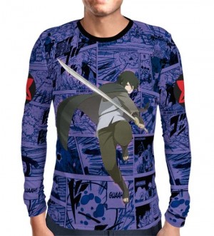 Camisa Manga Longa Print Purple Mangá Sasuke - Naruto - Boruto