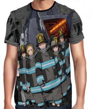 Camisa Full Print Mangá Exclusiva 8ª Brigada Fire Force Modelo 02