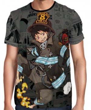 Camisa Full Print Mangá Exclusiva Shinra Modelo 02 Fire Force