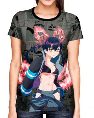 Camisa Full Print Mangá Exclusiva Tamaki Kotatsu Modelo 02 Fire Force