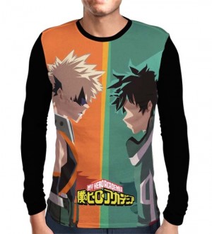 Camisa Manga Longa Kacchan e Deku - Bakugou e Midoriya - Boku No Hero Academia