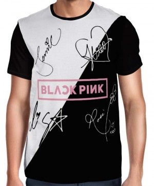 Camisa FULL Blackpink - Autógrafos Preto/Branco Especial - Só Frente - K-Pop