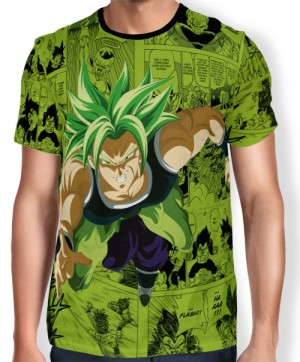 Camisa Full Print Green Mangá Broly - Dragon Ball Super