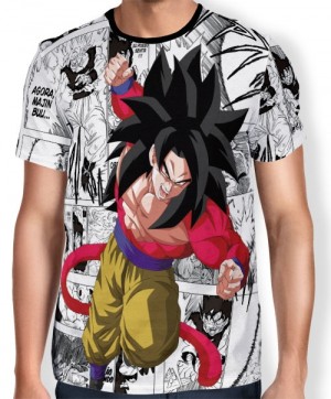 Camisa Full Print Mangá Goku SSJ4 - Dragon Ball Super