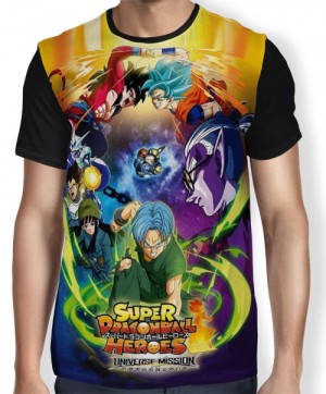 Camisa FULL Dragon Ball Heroes - Goku - Trunks - Vegeta - Mai