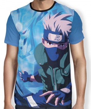 Camisa FULL Print Blue Kakashi - Naruto