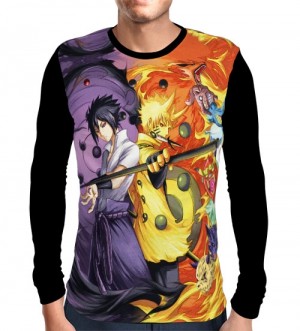 Camisa Manga Longa Rikudou Naruto e Sasuke