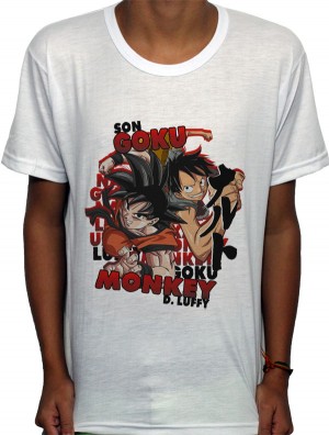 Camisa SB - TN Luffy E Goku