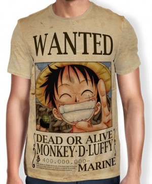 Camisa Full Print Wanted MONKEY D LUFFY V1 - One Piece