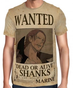 Camisa Full Print Wanted Shanks Com Recompensa - One Piece