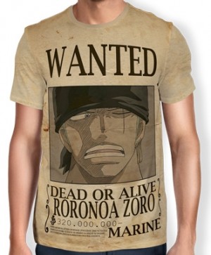 Camisa Full Print Wanted Roronoa Zoro V2 - One Piece