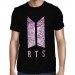 Camisa FULL BTS Logo Cherry Blossom Preta - Só Frente - K-Pop